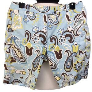 Adidas Golf Shorts Paisley Blue Stretch Women’s 8 Zipper Pocket
